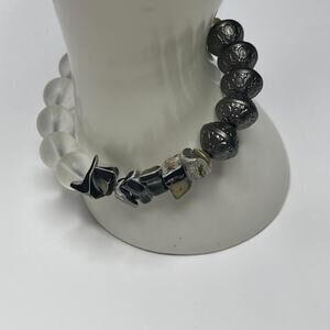 Plunder bracelet black and clear beads stretch style bracelet jewelry